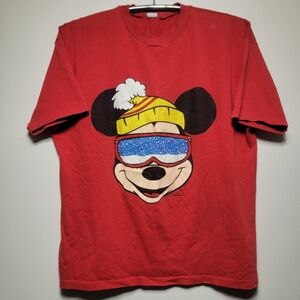 Vintage 90s Mickey Mouse Disney Snowboard Ski Shirt XL